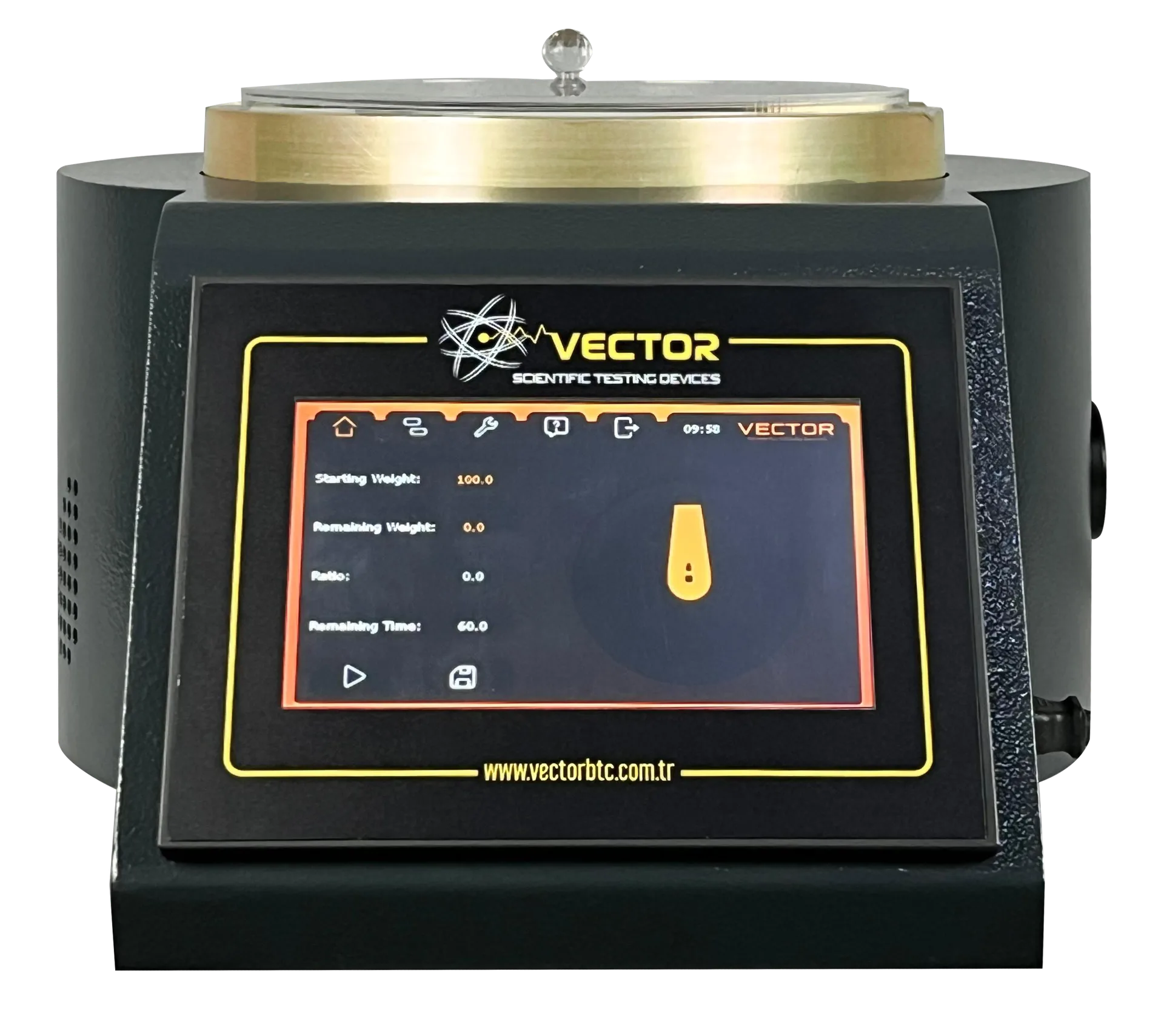Vector VTR-1014 Alpine air jet sieve — test sieve stack and control unit