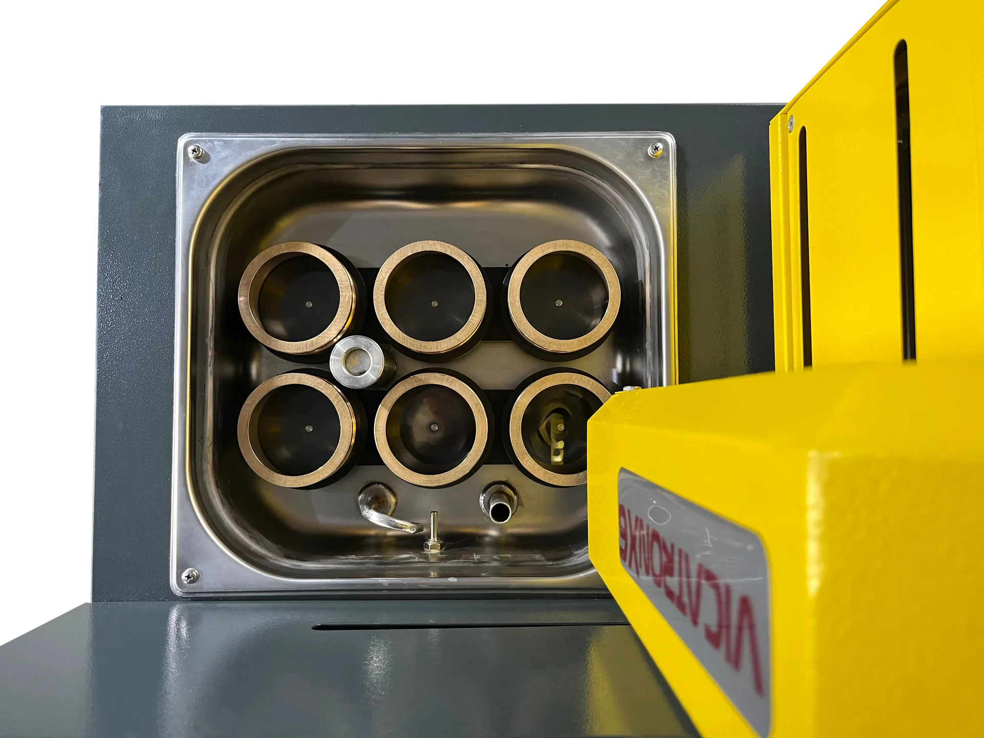 Cement setting time (Vicat) test — apparatus setup and needle detail
