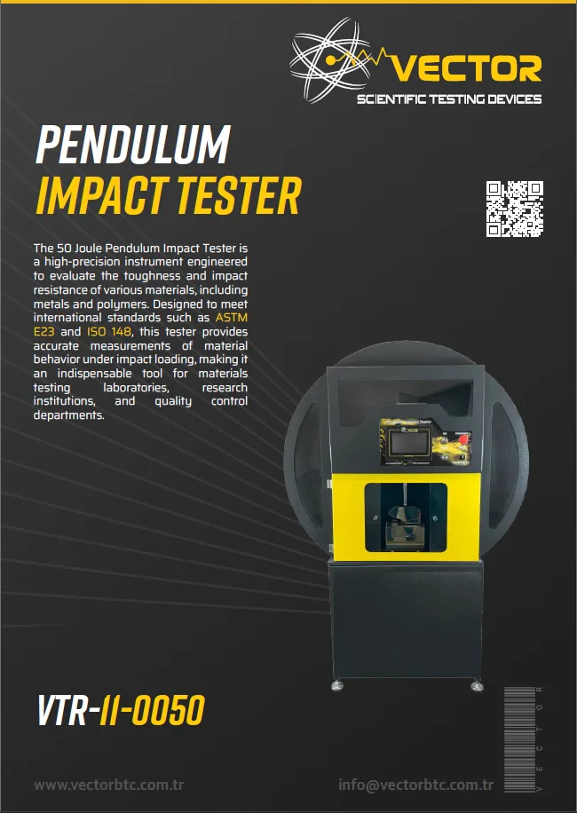 Vector VTR-11-0050 pendulum impact tester 50 J — brochure cover
