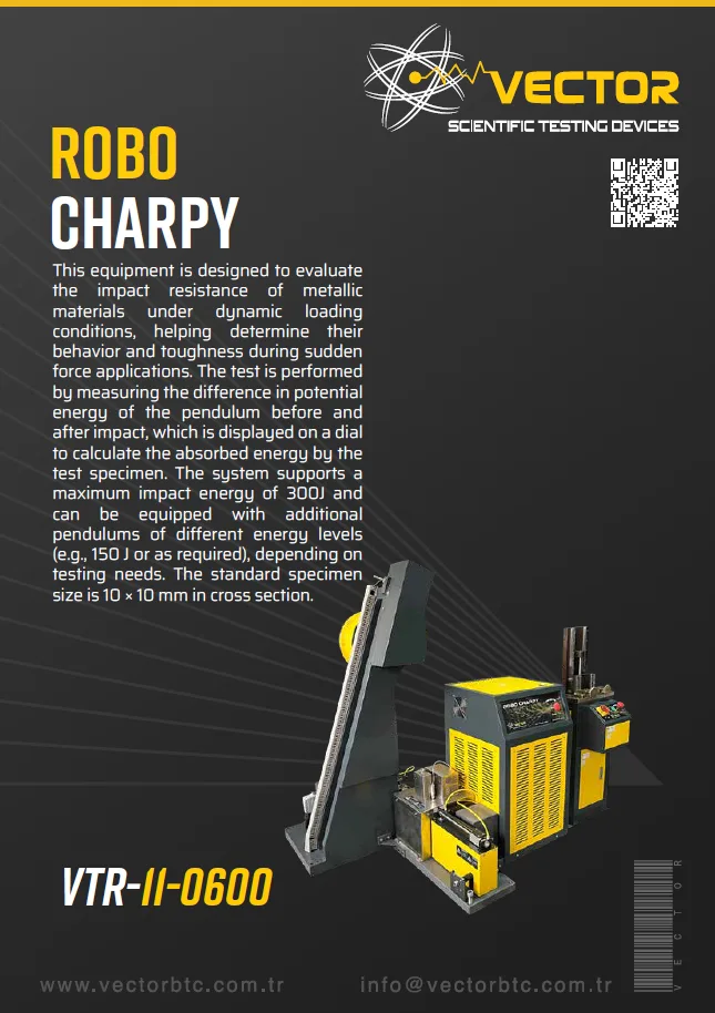 Vector VTR-11-0600 Robo Charpy automated impact system — brochure cover