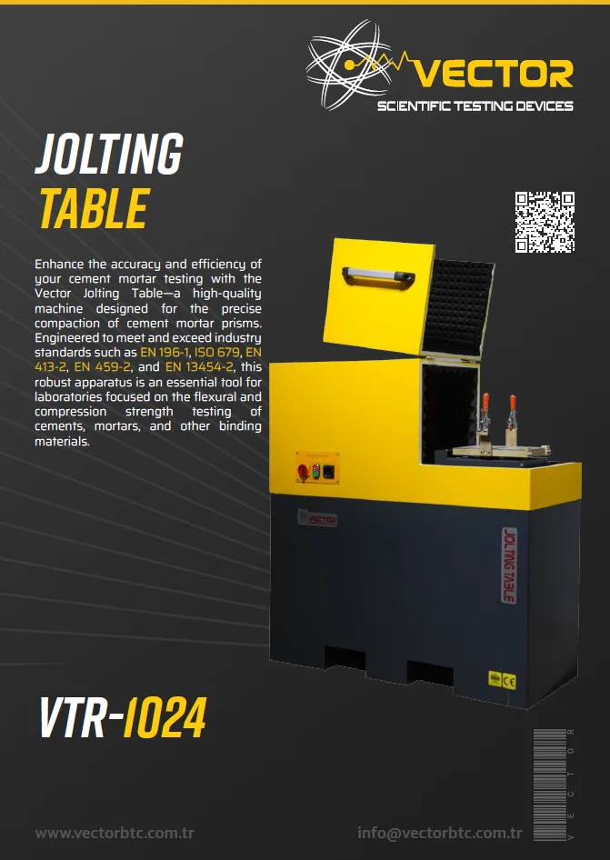 Vector VTR-1024 jolting table — brochure cover