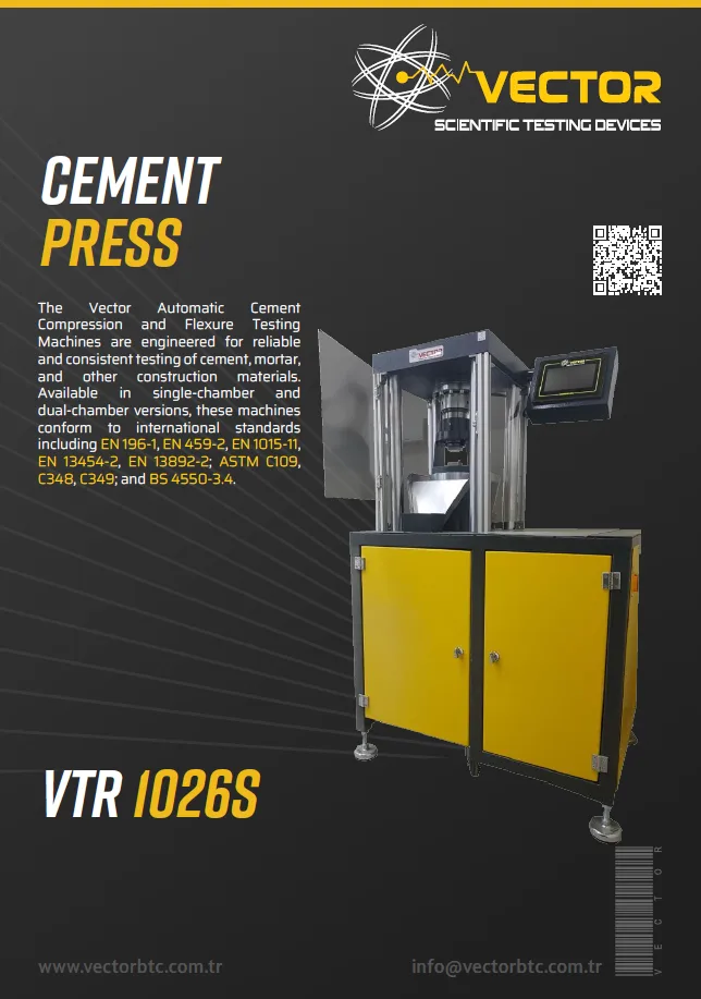Vector VTR-1026S cement test press — brochure cover