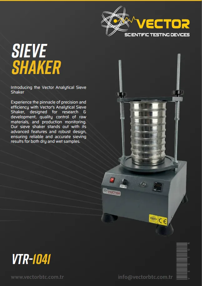 Vector VTR-1041 analytical sieve shaker — brochure cover