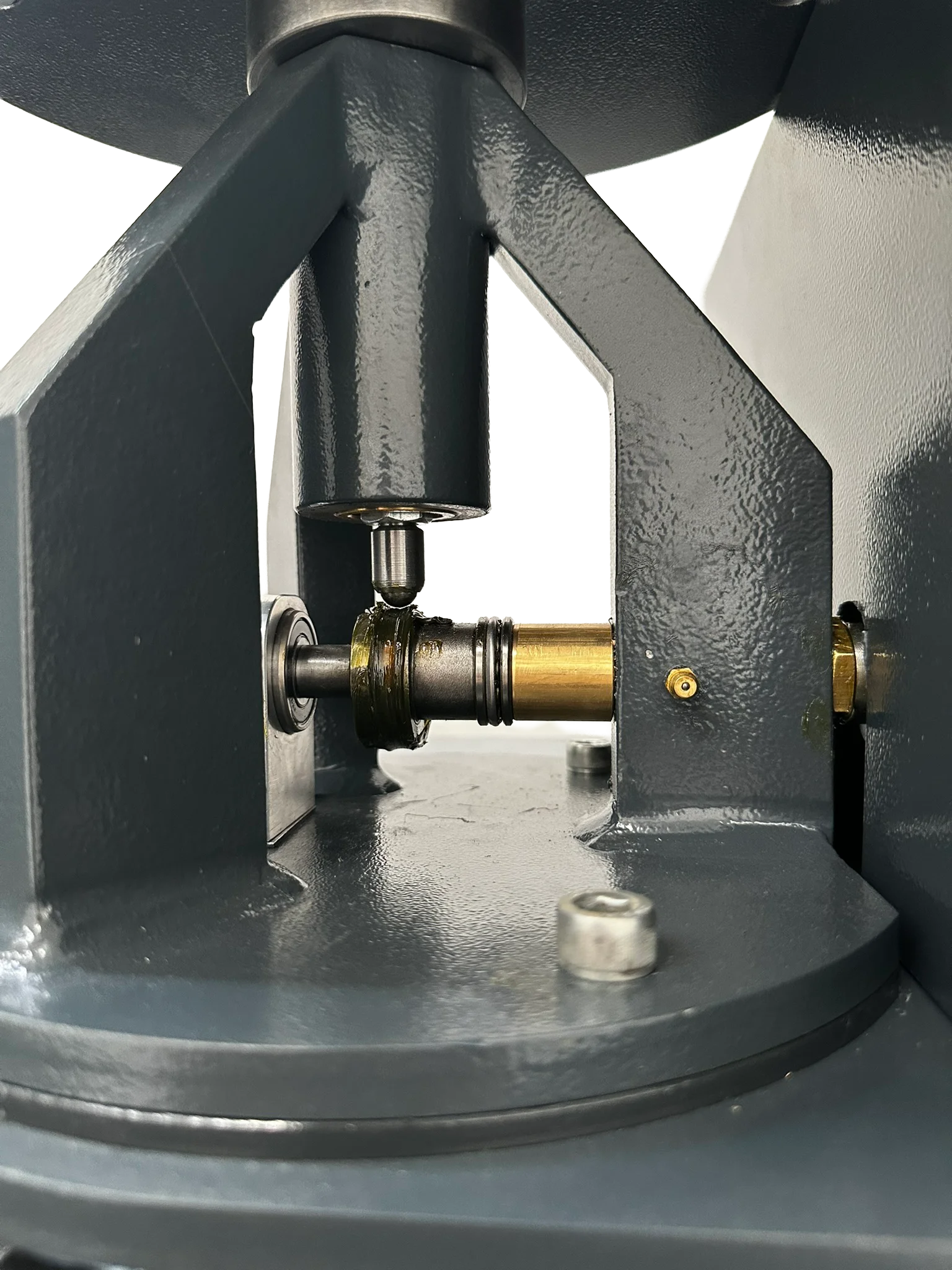 Vector VTR-1036 cement flow table — cam lift mechanism and lubricated drive detail