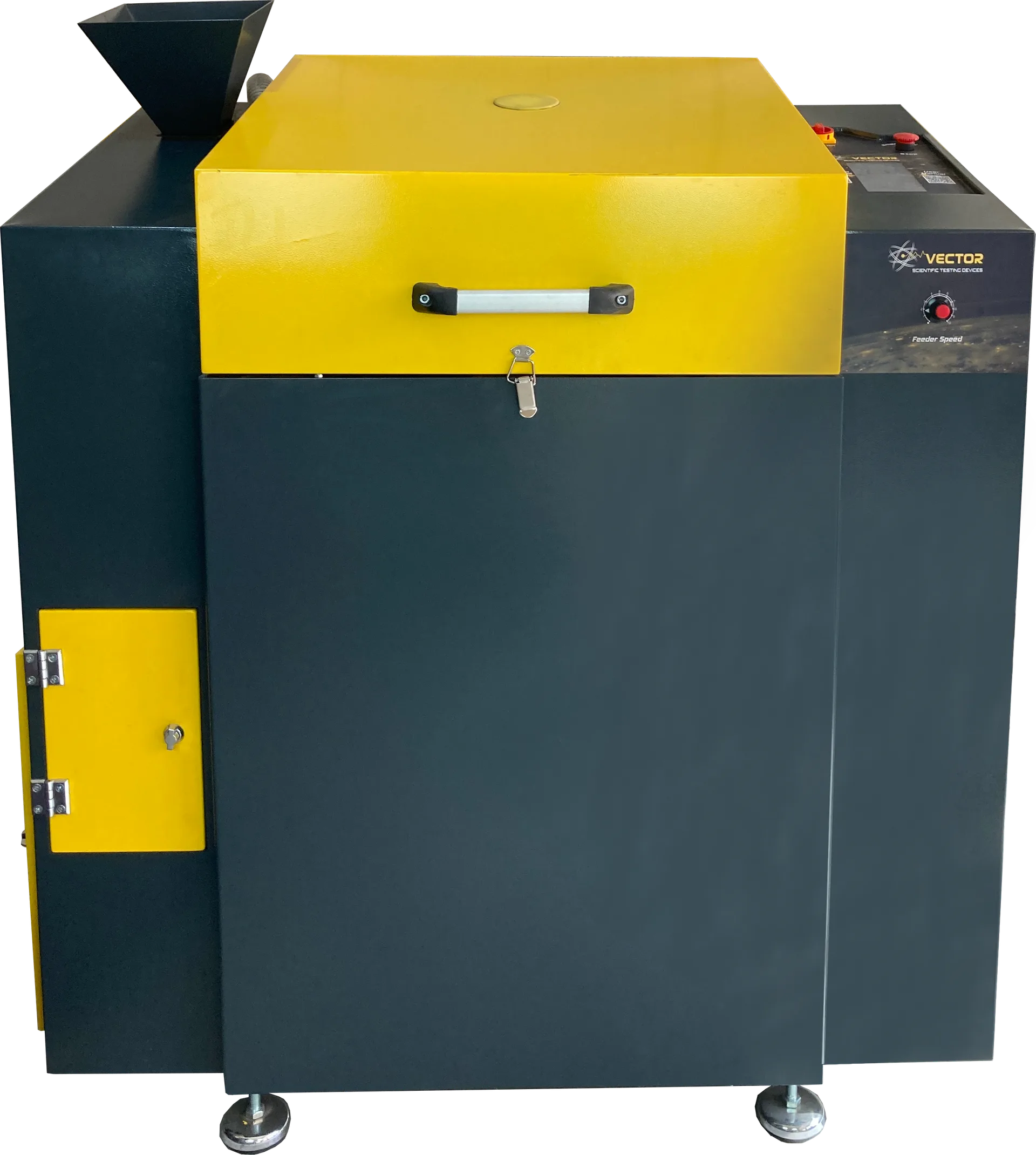 Vector VTR-1012-C Gaia — continuous vibratory disc mill with feed hopper and controls